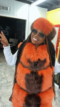 Load image into Gallery viewer, Custom Fox Fur Zip vest and Headwrap
