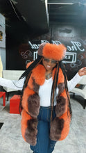 Load image into Gallery viewer, Custom Fox Fur Zip vest and Headwrap
